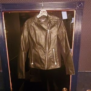 Kenneth Cole Faux Leather Women Size Zip Jacket